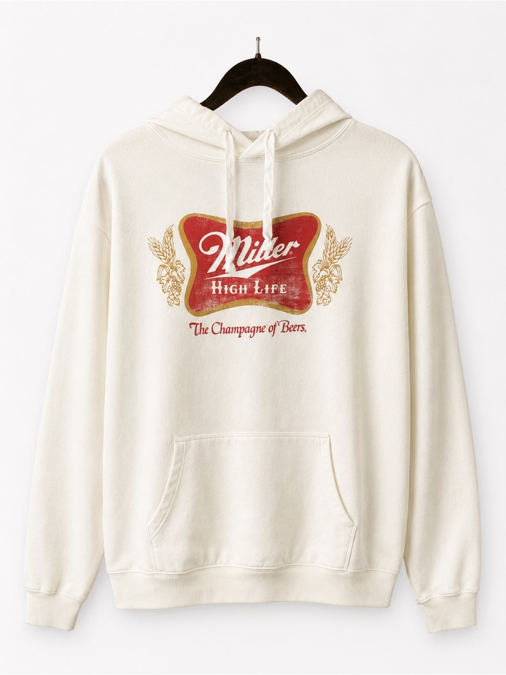 Miller High Life Cream Hoodie with Red & Gold Logo